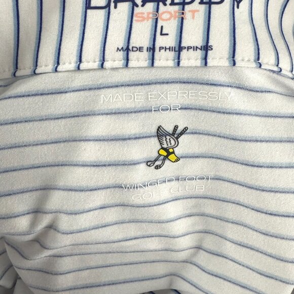 Draddy Sport Polo Shirt Large Short Sleeve Winged Foot Golf Striped TP-3408 - Picture 9 of 10